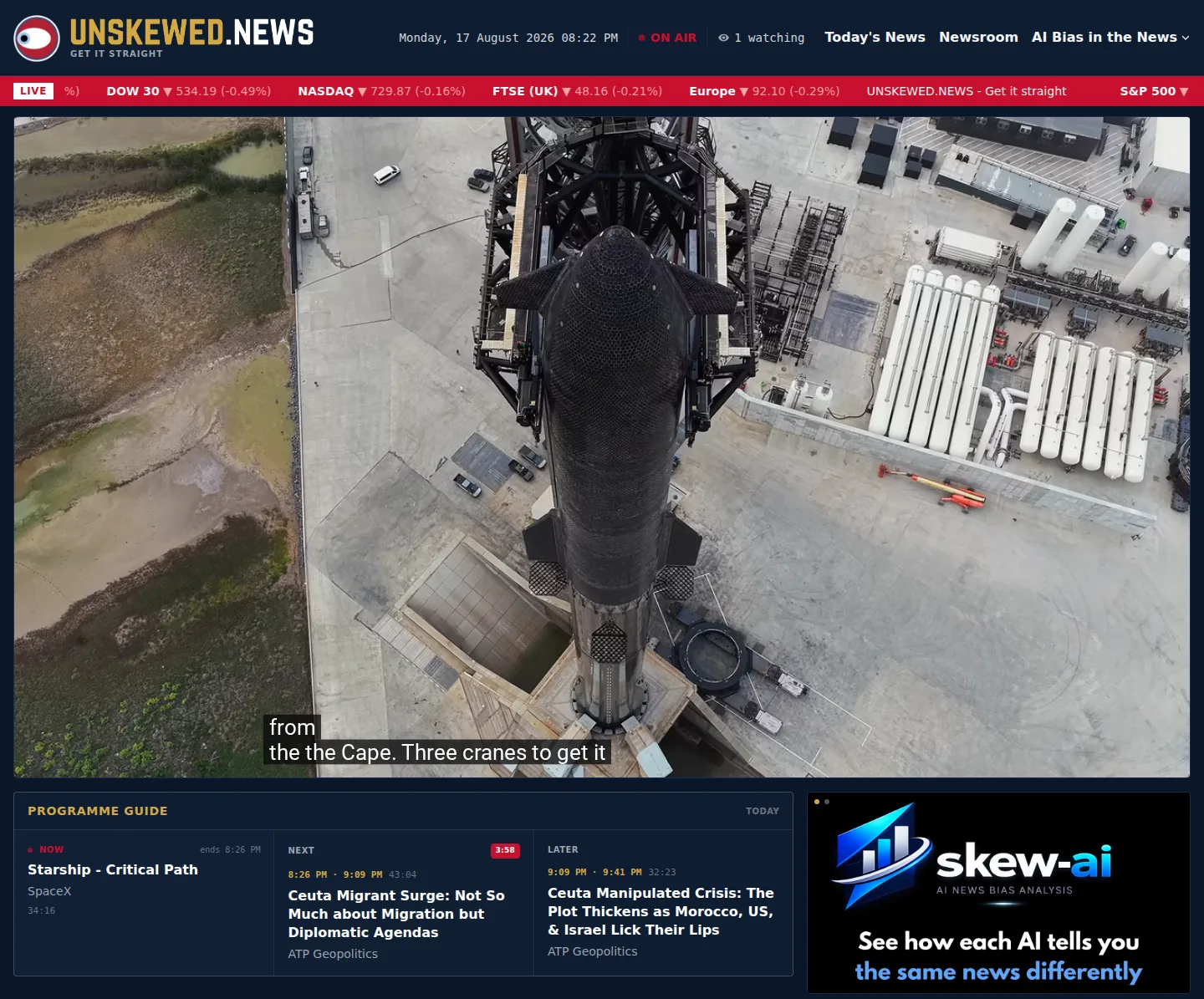 The unskewed.news 24/7 live channel on air