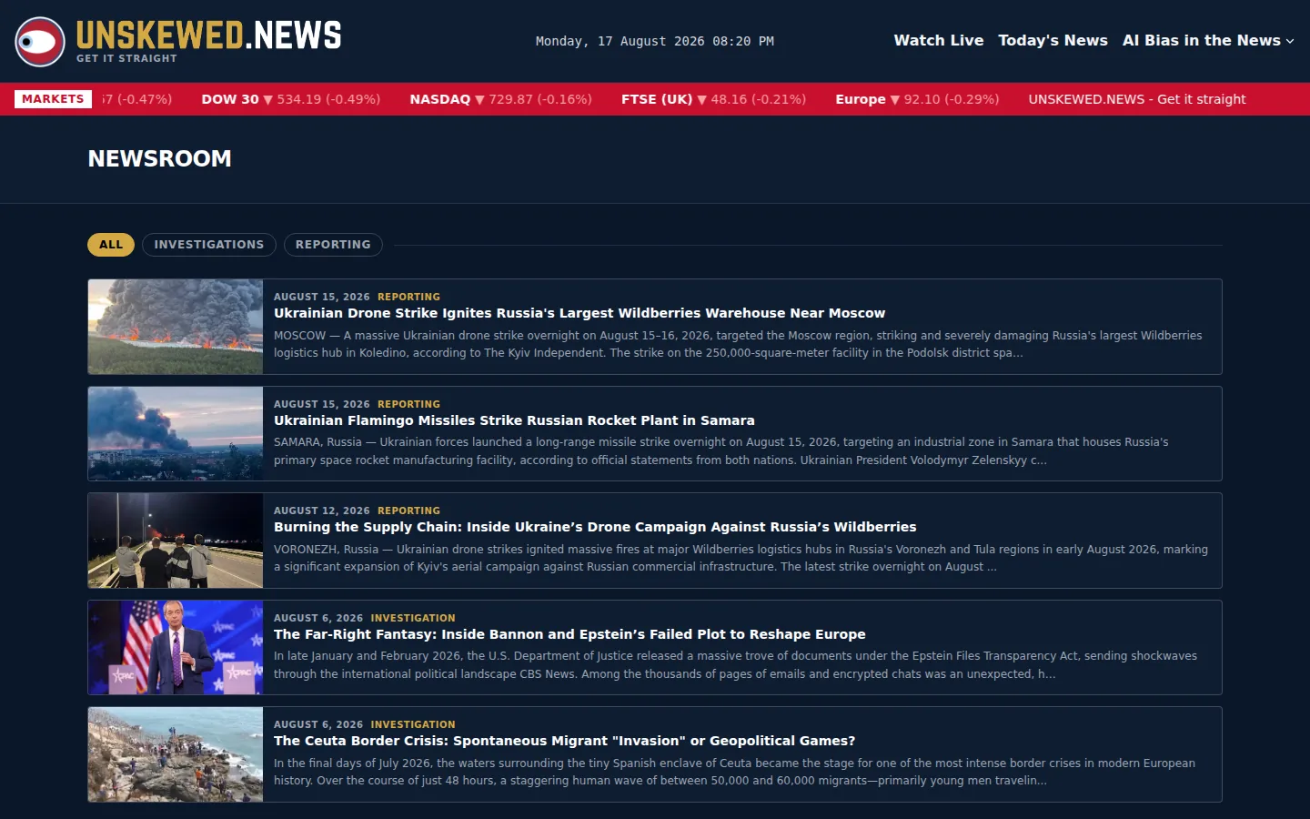 The unskewed.news newsroom of AI-assisted investigations and reporting